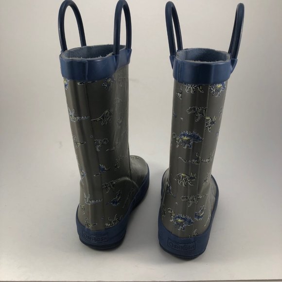 Osh Kosh B'gosh gray blue dinosaur print rainboots 8 - Picture 8 of 8
